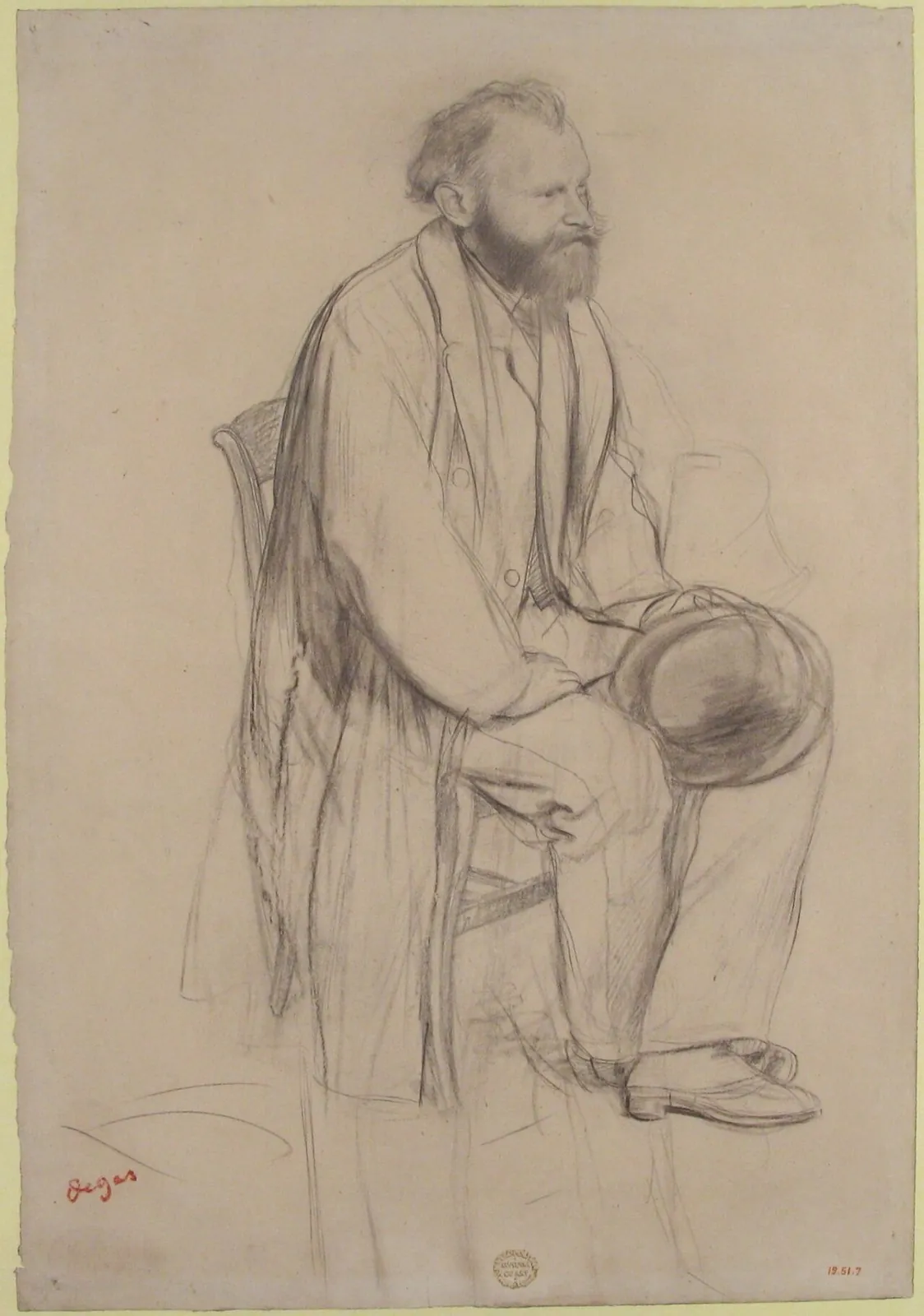 Édouard Manet, Seated, Holding His Hat by Edgar Degas