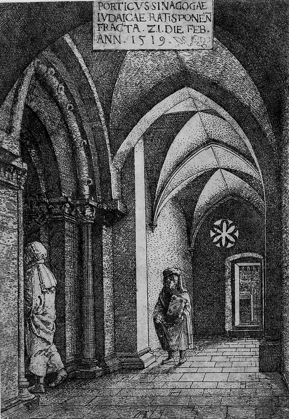 The Entrance Hall of the Regensburg Synagogue by Albrecht Altdorfer