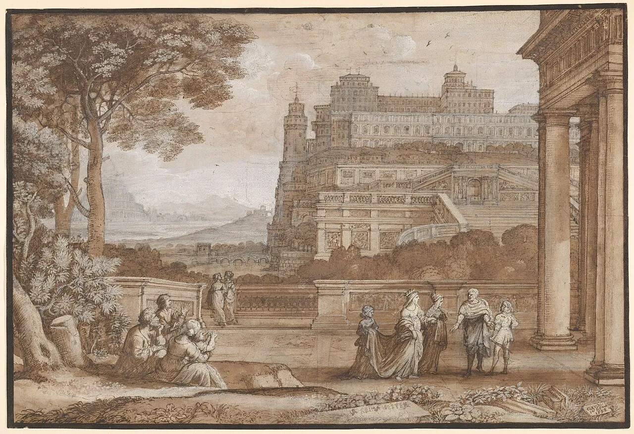 Queen Esther Approaching the Palace of Ahasuerus by Claude Lorrain (Claude Gellée)