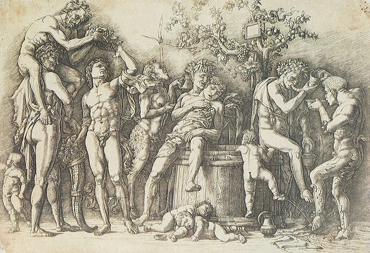 Bacchanal with a Wine Vat by Andrea Mantegna