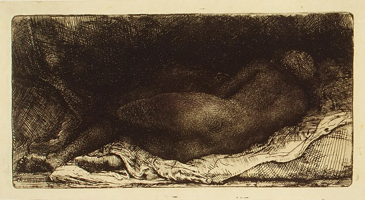 Reclining Female Nude by Rembrandt (Rembrandt van Rijn)
