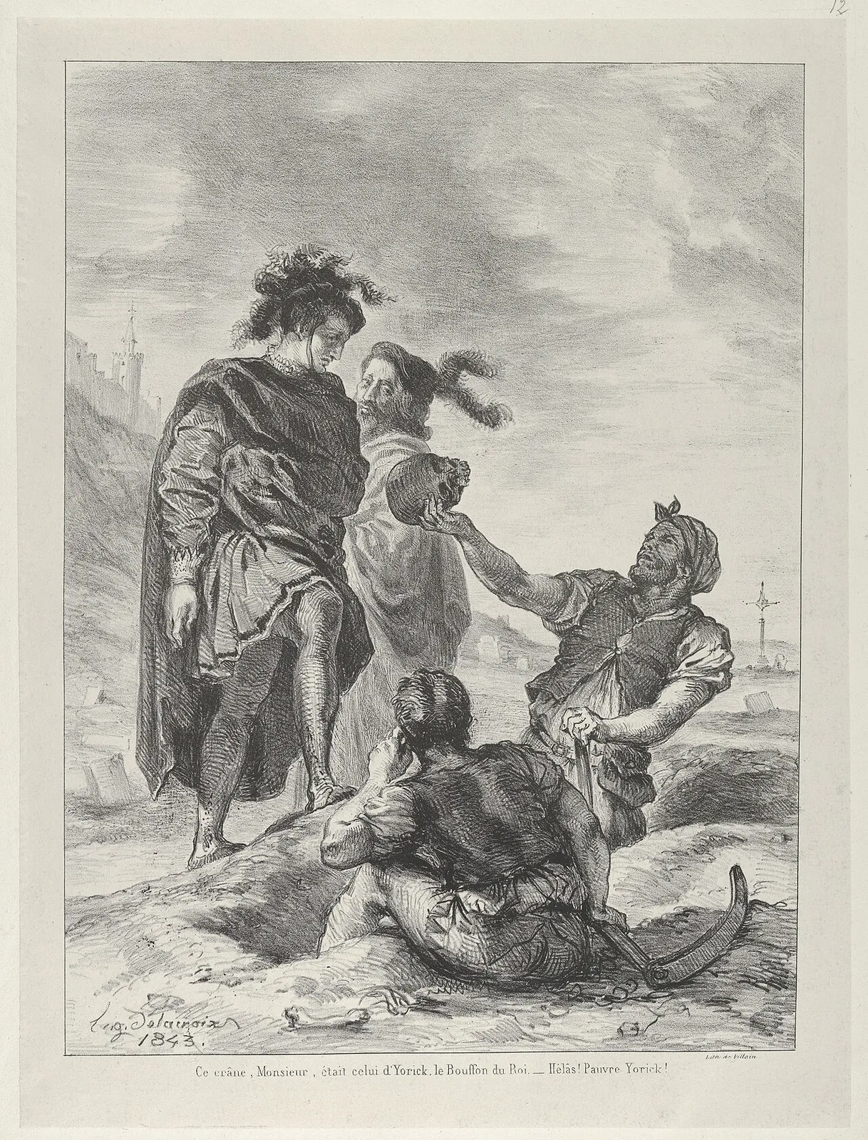 Hamlet and Horatio before the Gravediggers by Eugène Delacroix
