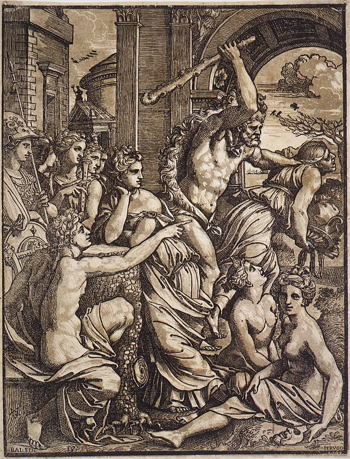 Hercules chasing Avarice from the Temple of the Muses by Baldassare Tommaso Peruzzi