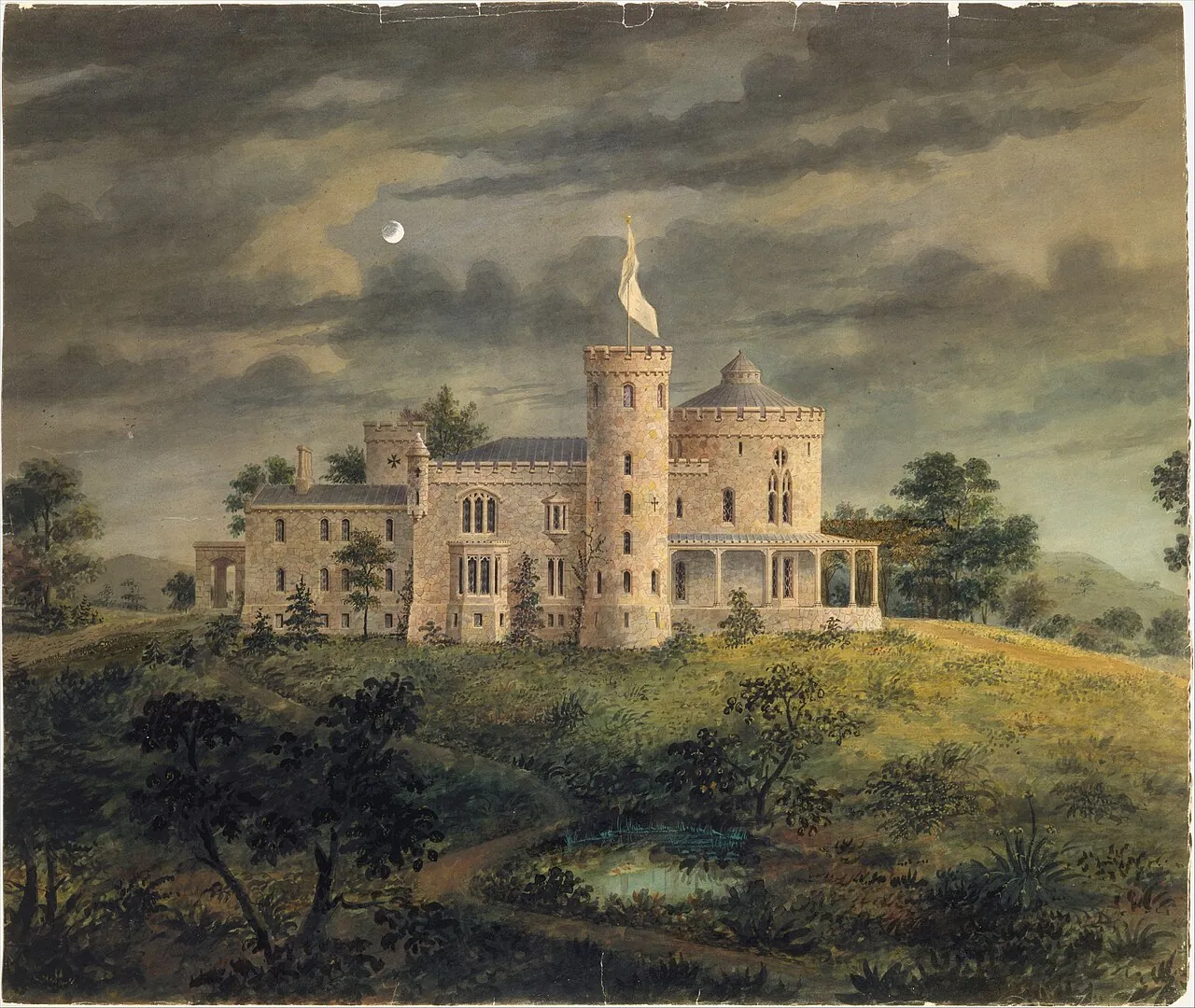 Ericstan, for John J. Herrick, Tarrytown, New York (perspective) by Alexander Jackson Davis