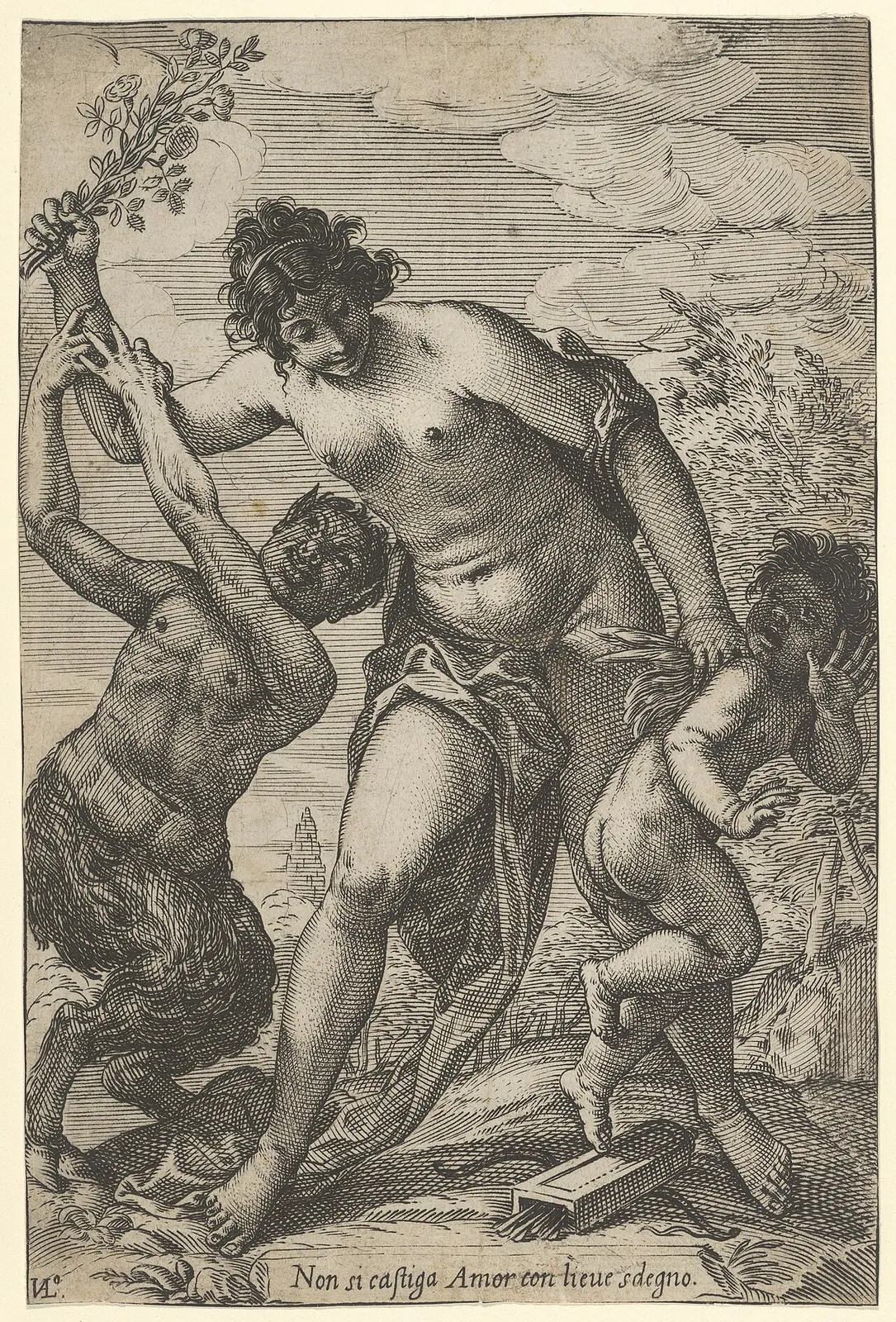 Venus Whipping Cupid with Roses by Giovanni Luigi Valesio