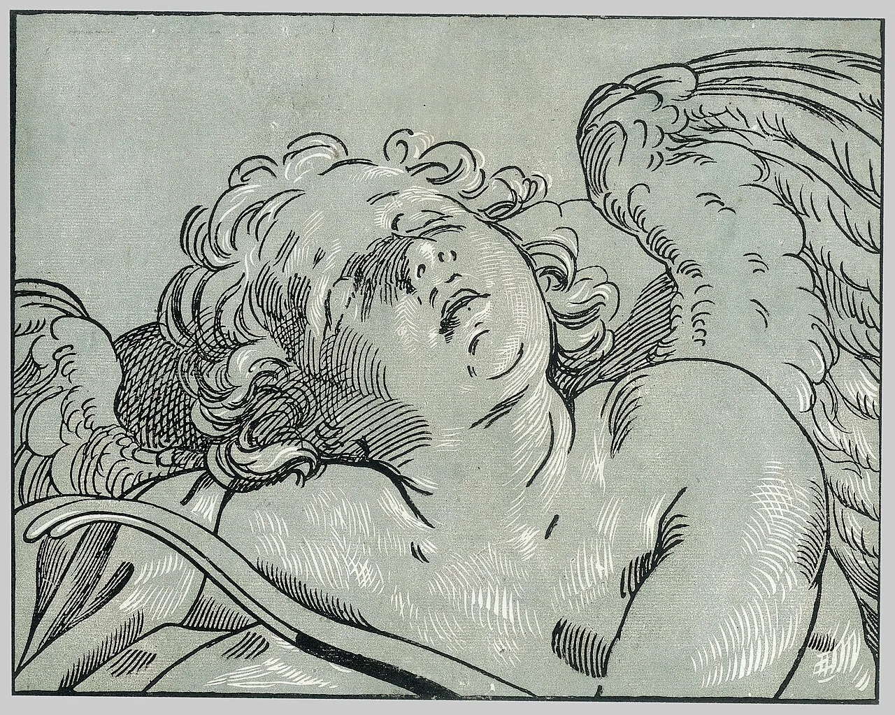 A sleeping cupid by Bartolomeo Coriolano