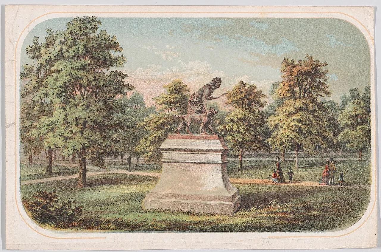Central Park, Statue of the Indian Hunter by Anonymous, American, 19th century
