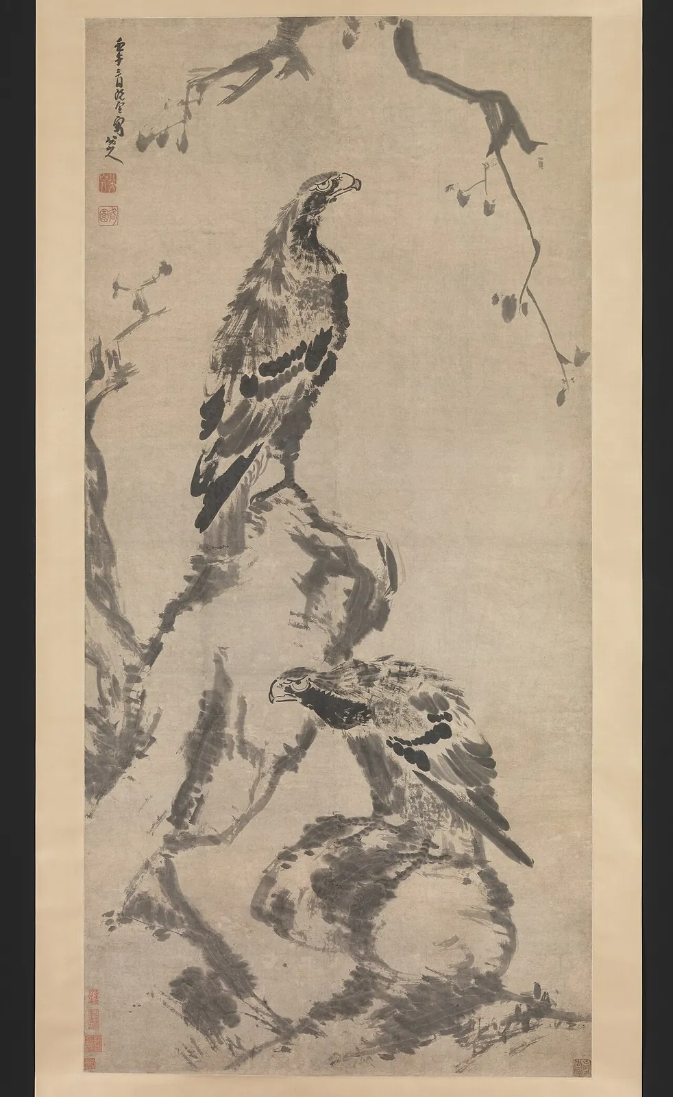 清 朱耷 (八大山人) 二鷹圖 軸|Two eagles by Bada Shanren (Zhu Da)
