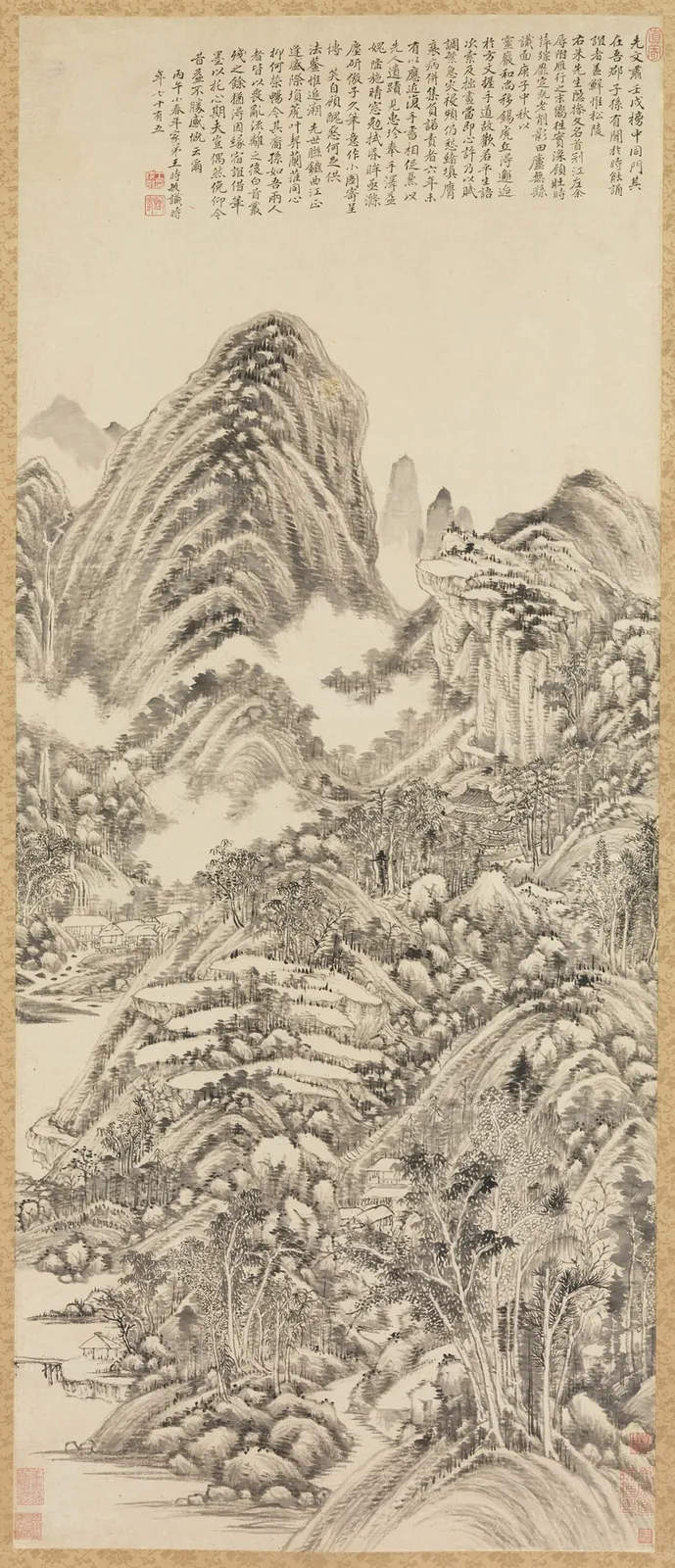 清 王時敏 仿黃公望山水圖 軸 絹本|Landscape in the style of Huang Gongwang by Wang Shimin