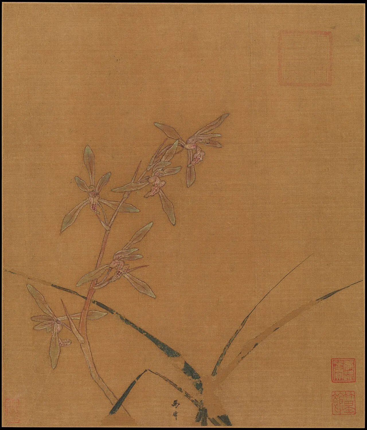 南宋 馬麟 蘭花圖 冊頁 絹本|Orchids by Ma Lin