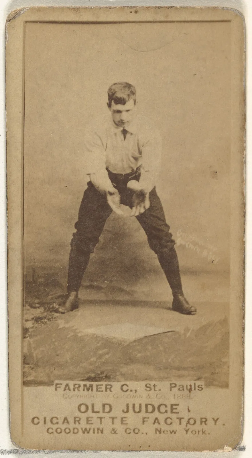 William Charles "Bill" Farmer, Catcher, St. Paul Apostles, from the Old Judge series (N172) for Old Judge Cigarettes by Goodwin & Company