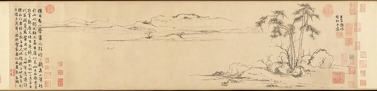 元 趙孟頫 雙松平遠圖 卷|Twin Pines, Level Distance by Zhao Mengfu
