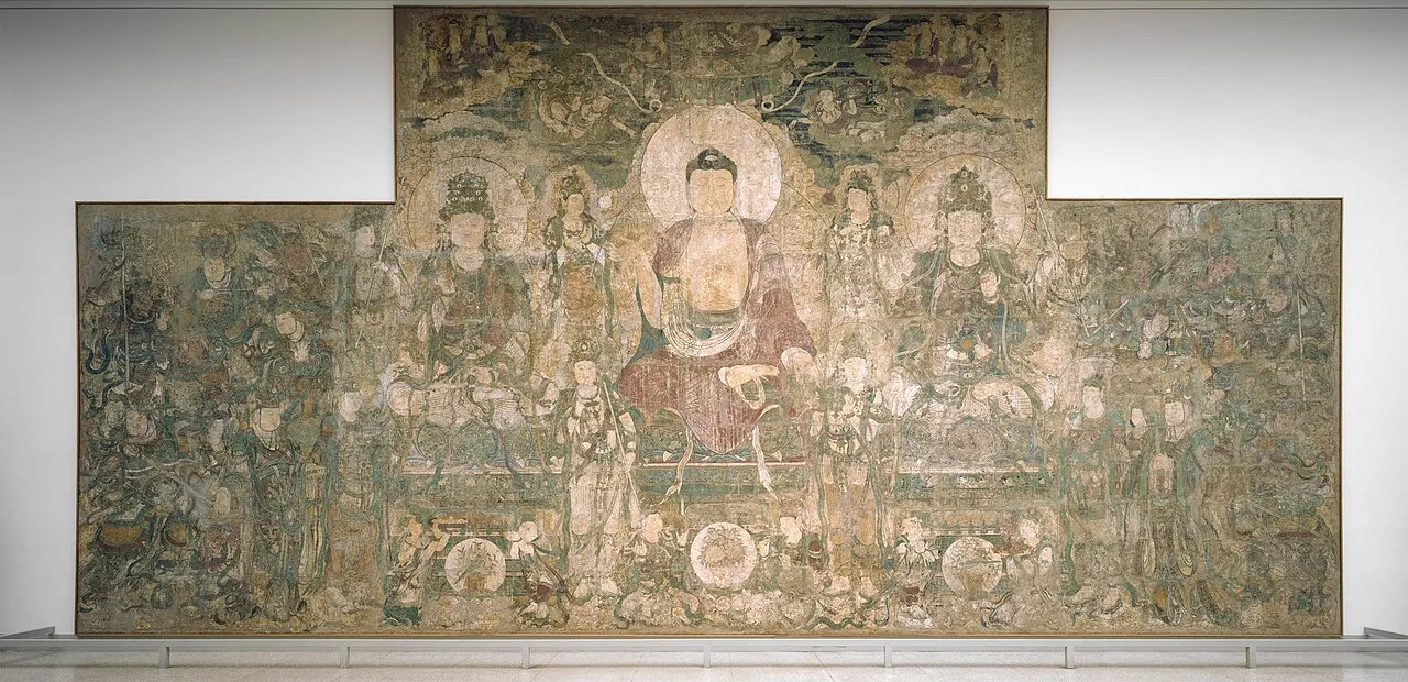 元 廣勝寺 藥師佛法會圖壁畫|Buddha of Medicine Bhaishajyaguru (Yaoshi fo) by Unknown artist