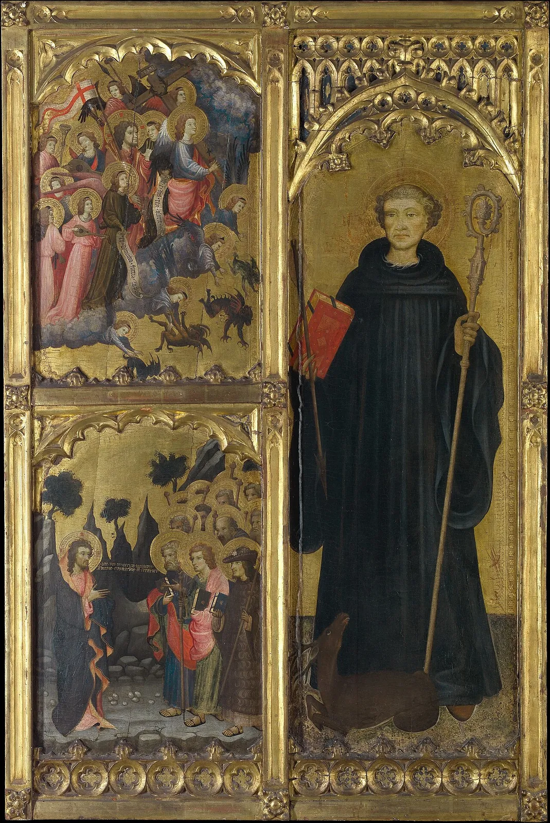 Saint Giles with Christ Triumphant over Satan and the Mission of the Apostles by Miguel Alcañiz (or Miquel Alcanyís)