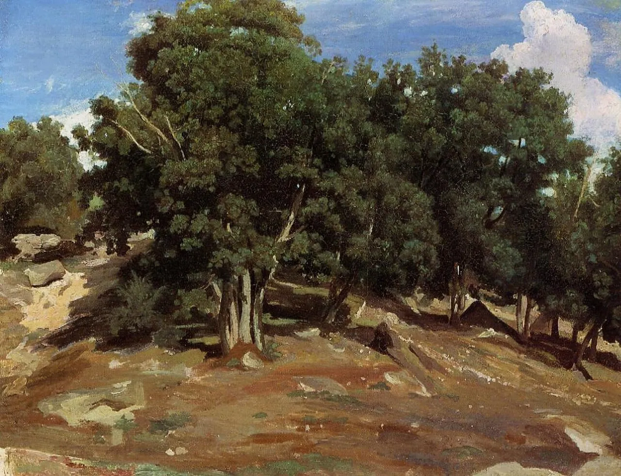 Fontainebleau: Oak Trees at Bas-Bréau by Camille Corot
