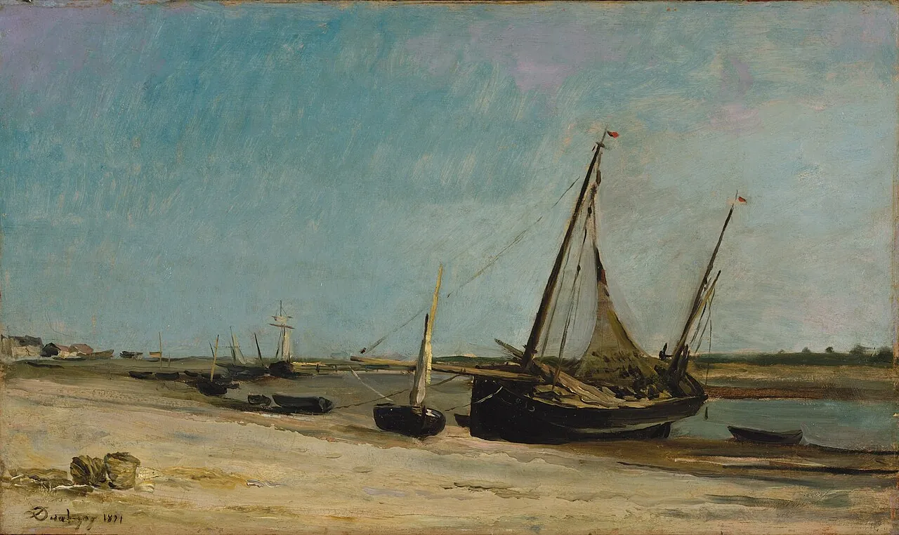 Boats on the Seacoast at Étaples by Charles-François Daubigny