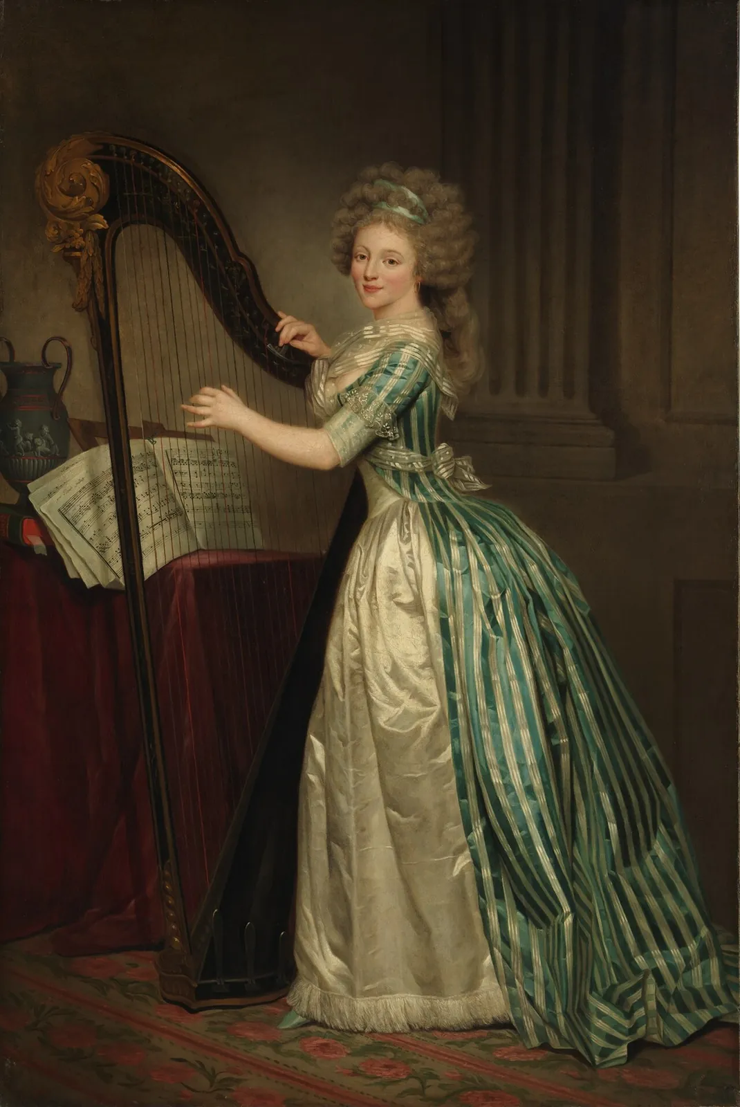Self-Portrait with a Harp by Rose Adélaïde Ducreux