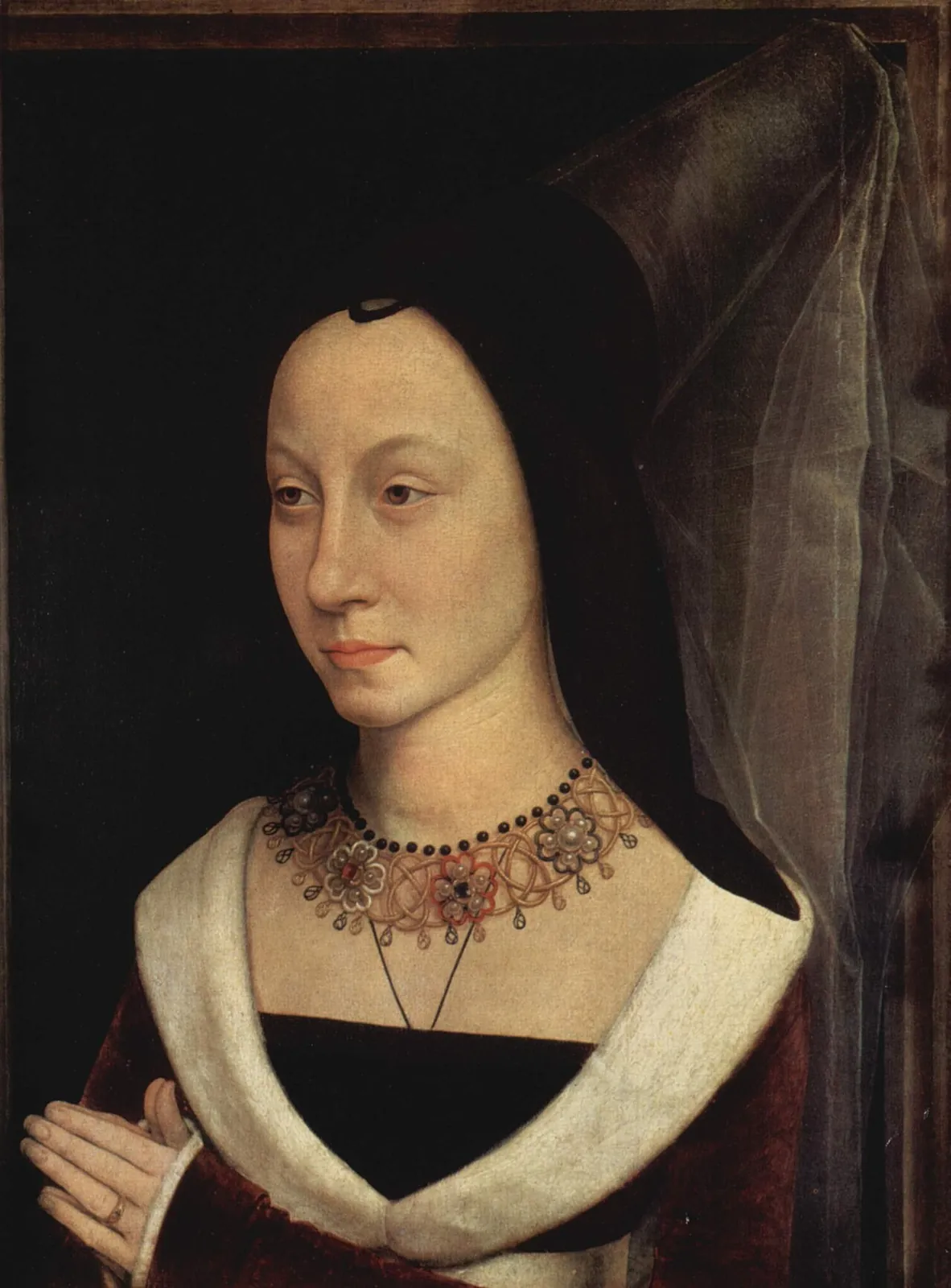 Tommaso di Folco Portinari (1428–1501); Maria Portinari (Maria Maddalena Baroncelli, born 1456) by Hans Memling