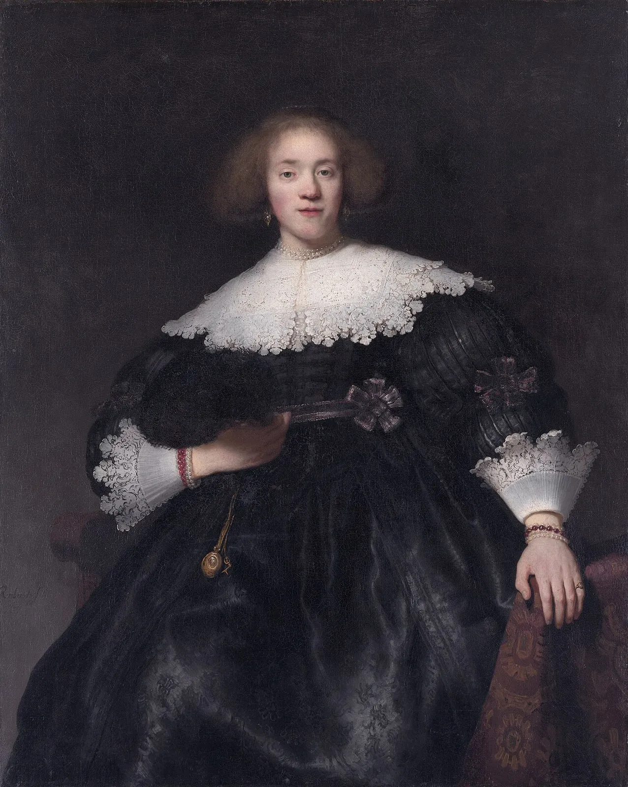 Portrait of a Young Woman with a Fan by Rembrandt (Rembrandt van Rijn)