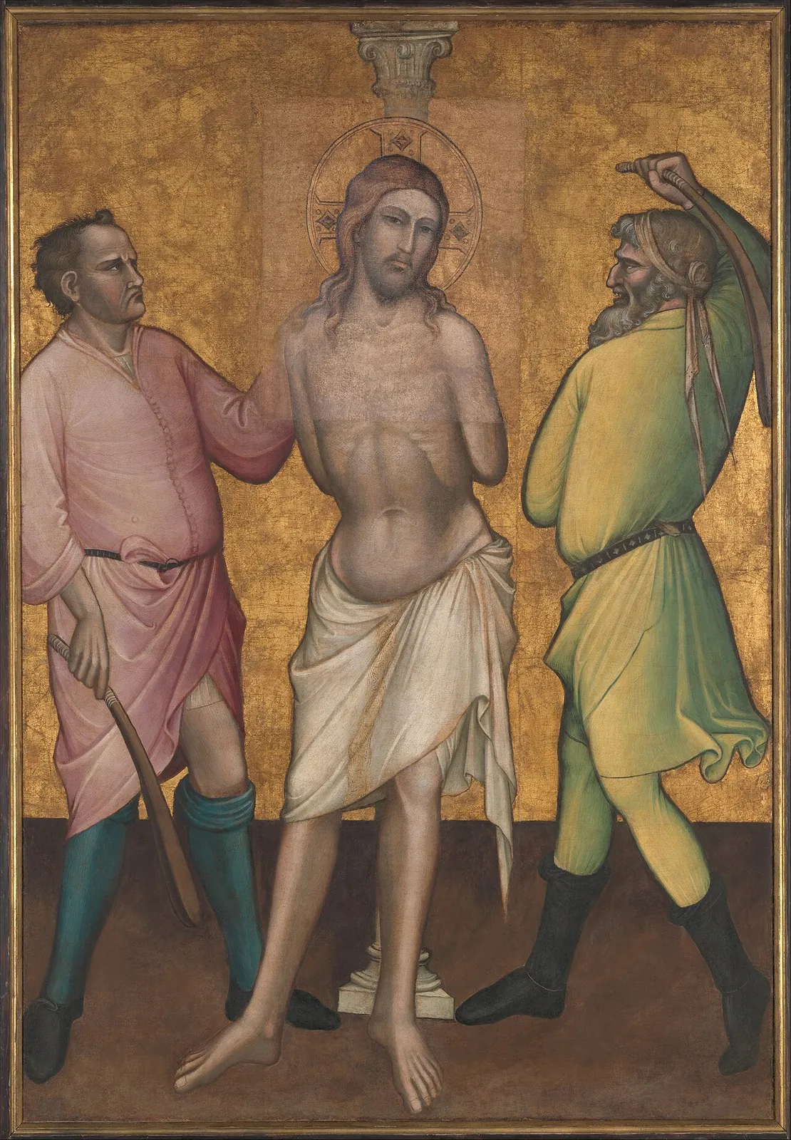 Saint Mary Magdalen Holding a Crucifix; (reverse) The Flagellation by Spinello Aretino (Spinello di Luca Spinelli)