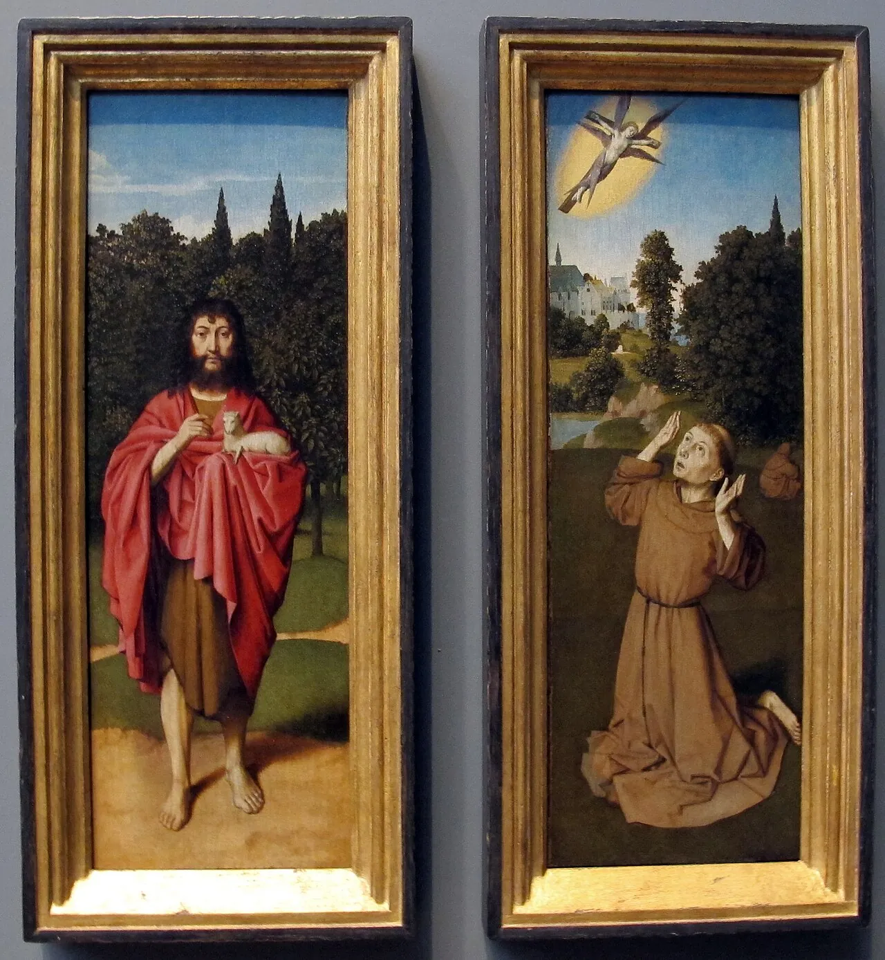 Saint John the Baptist; Saint Francis Receiving the Stigmata by Gerard David