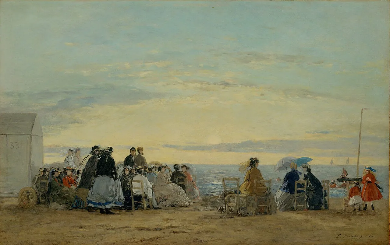 On the Beach, Sunset by Eugène Boudin