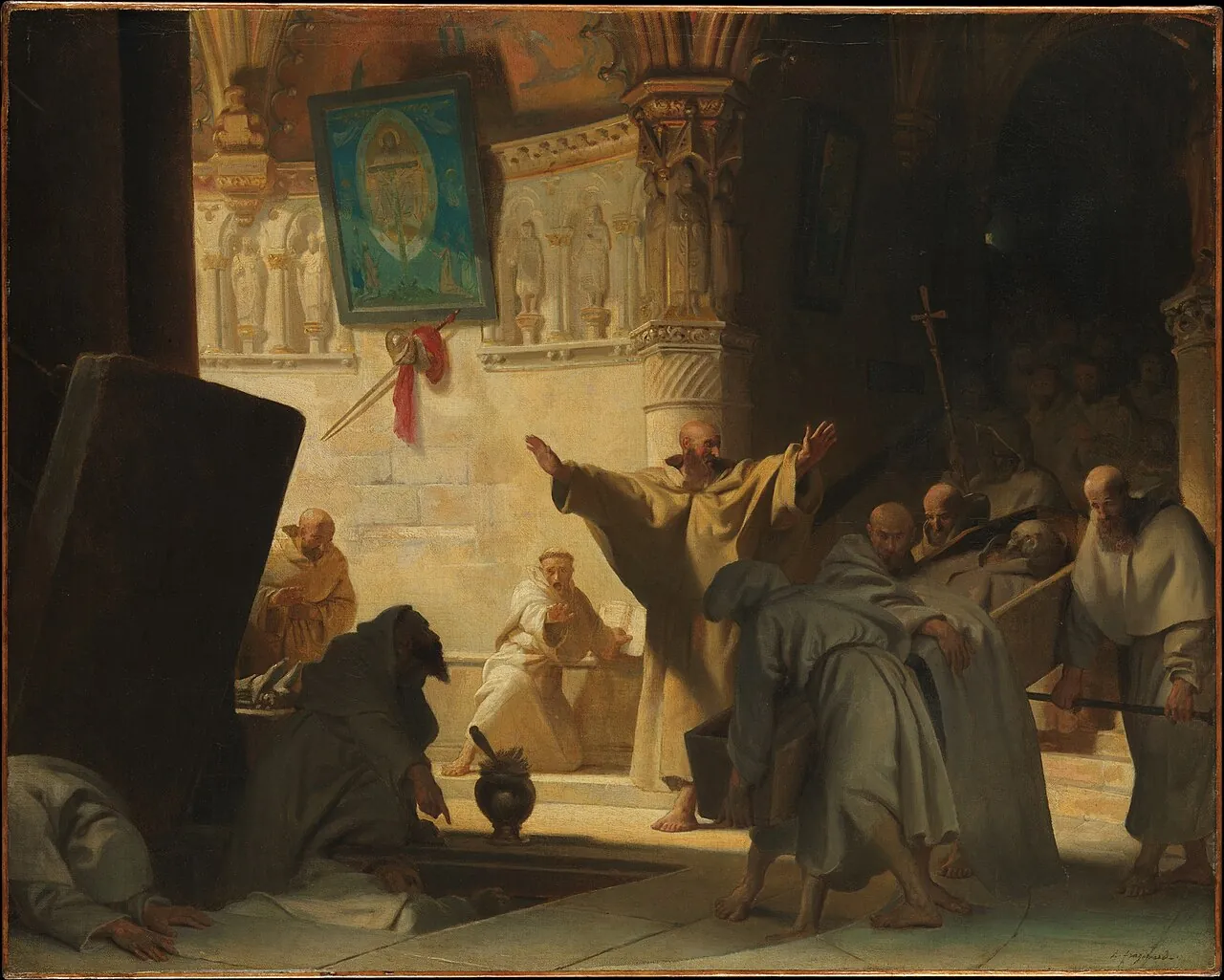 Dramatic Scene with Monks in a Crypt by Alexandre Evariste Fragonard