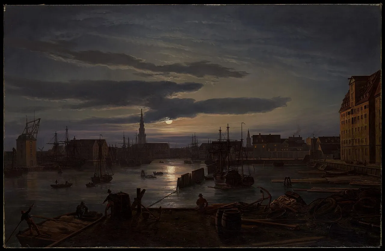 Copenhagen Harbor by Moonlight by Johan Christian Dahl