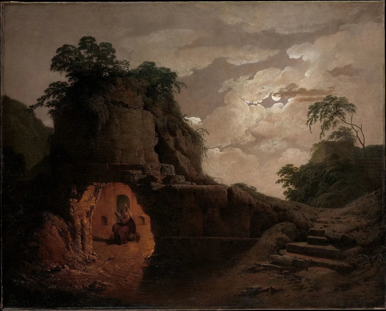 Virgil's Tomb by Moonlight, with Silius Italicus Declaiming by Joseph Wright (Wright of Derby)