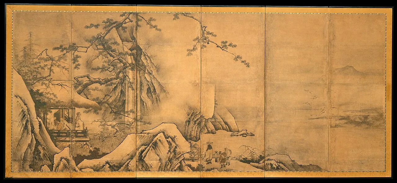 琴棋書画図屏風|The Four Accomplishments by Kano Motonobu 狩野元信