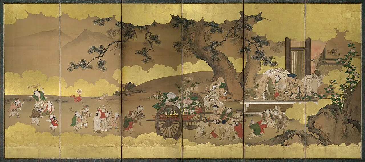 狩野周信筆  七福神唐子図屏風|Seven Gods of Good Fortune and Chinese Children by Kano Chikanobu