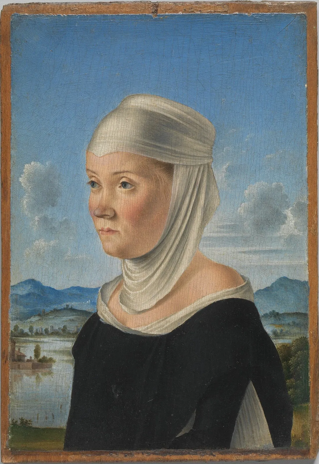 Portrait of a Woman, Possibly a Nun of San Secondo; (verso) Scene in Grisaille by Jacometto (Jacometto Veneziano)