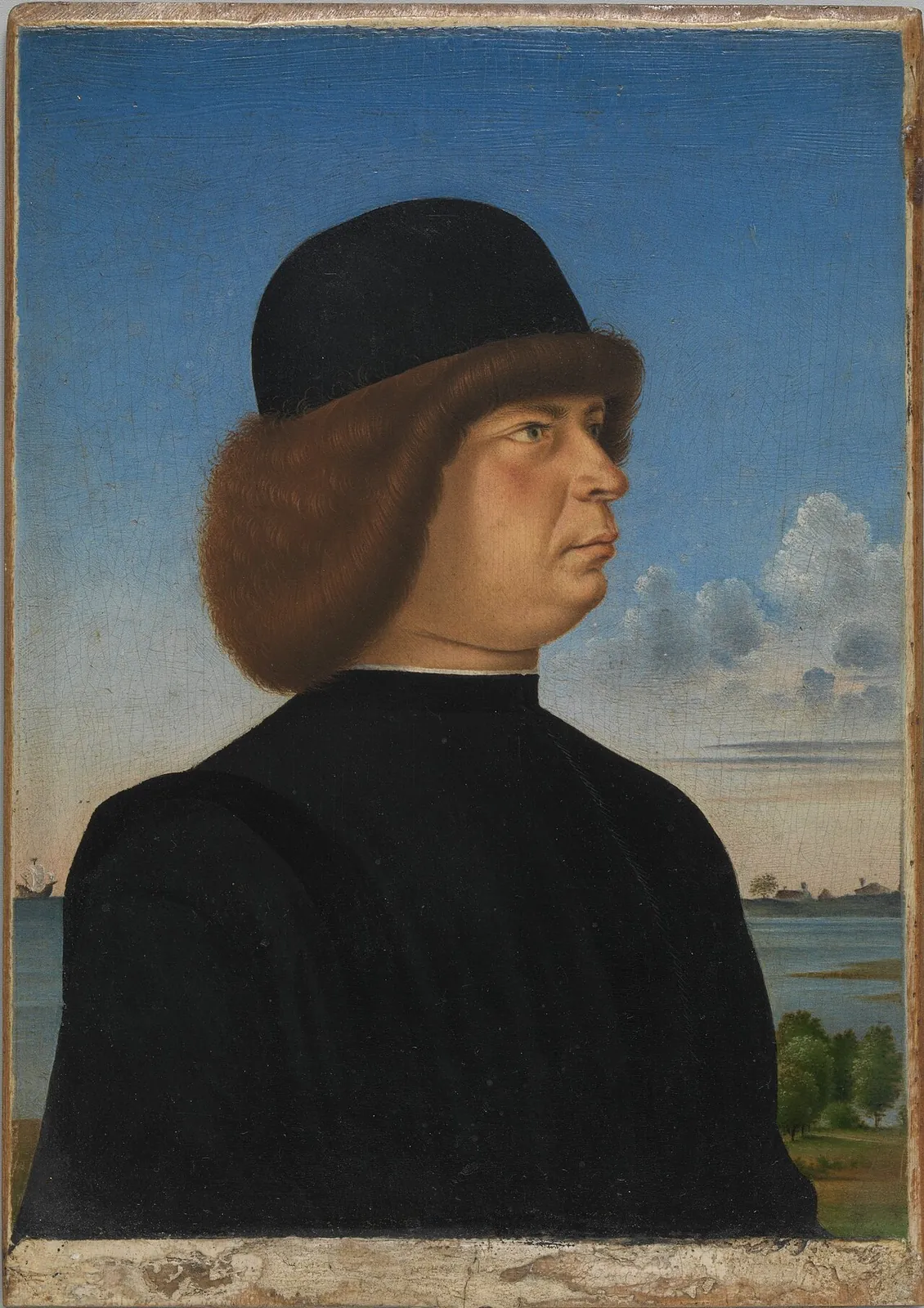 Portrait of Alvise Contarini(?); (verso) A Tethered Roebuck by Jacometto (Jacometto Veneziano)