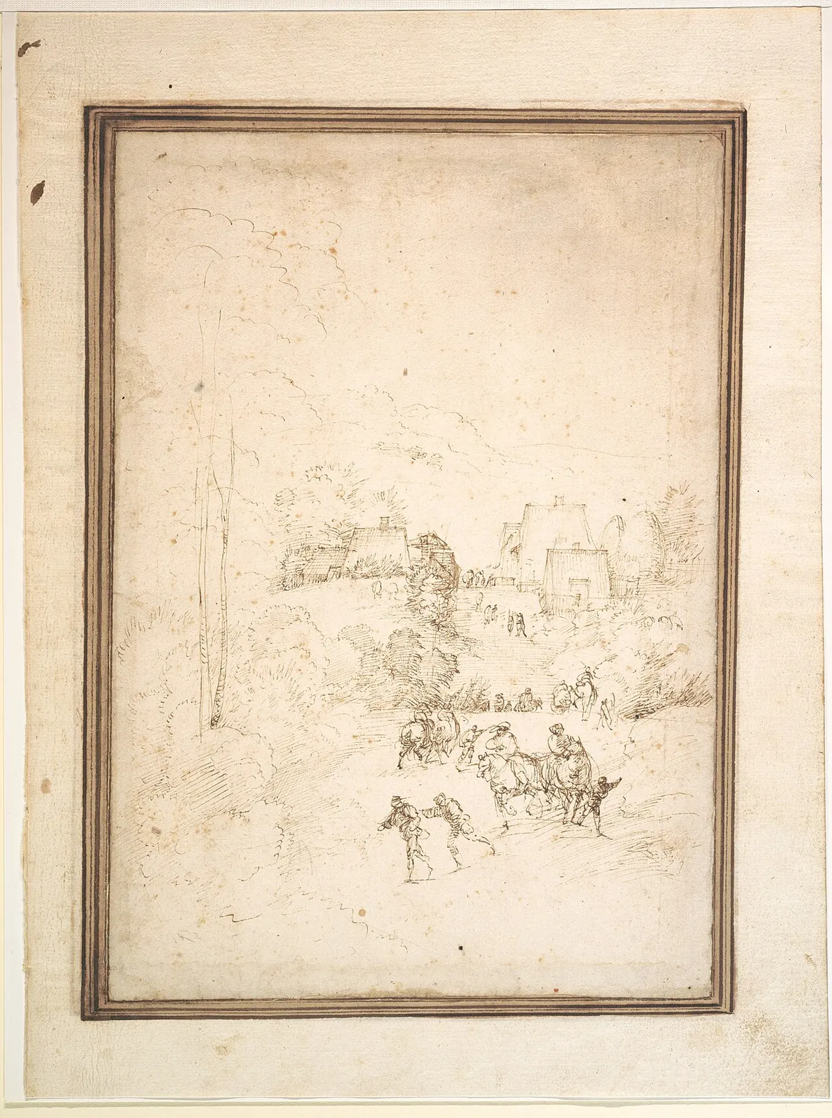 Approach to a Mountain Village with Horsemen on the Road by Fra Bartolomeo (Bartolomeo di Paolo del Fattorino)