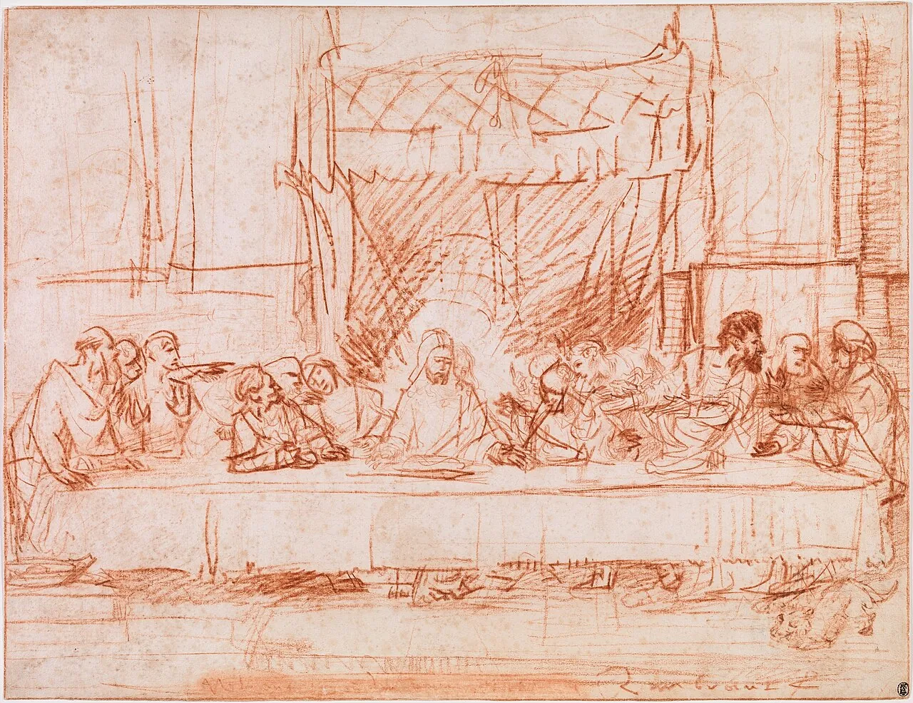 The Last Supper, after Leonardo da Vinci by Rembrandt (Rembrandt van Rijn)