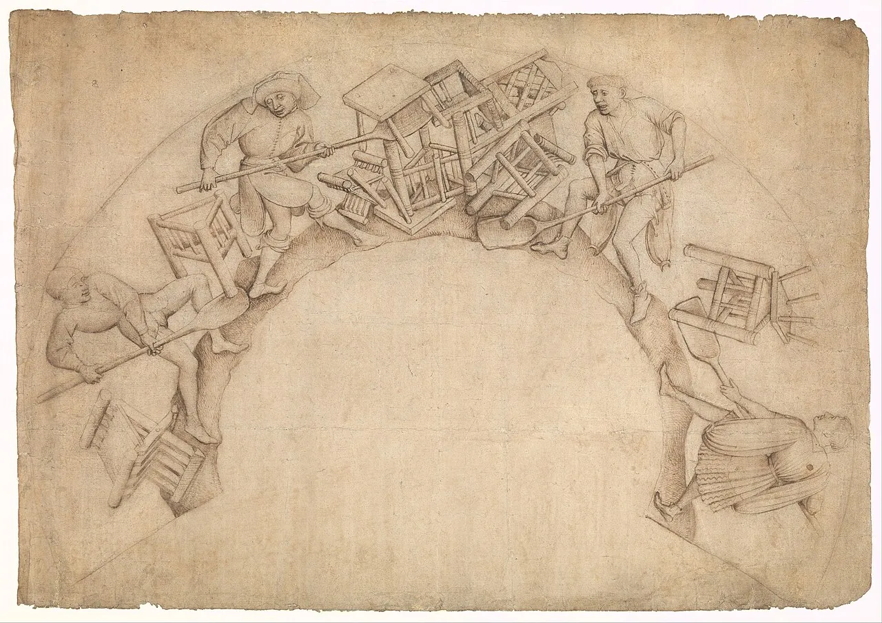 Men Shoveling Chairs (Scupstoel) by Vranke van der Stockt