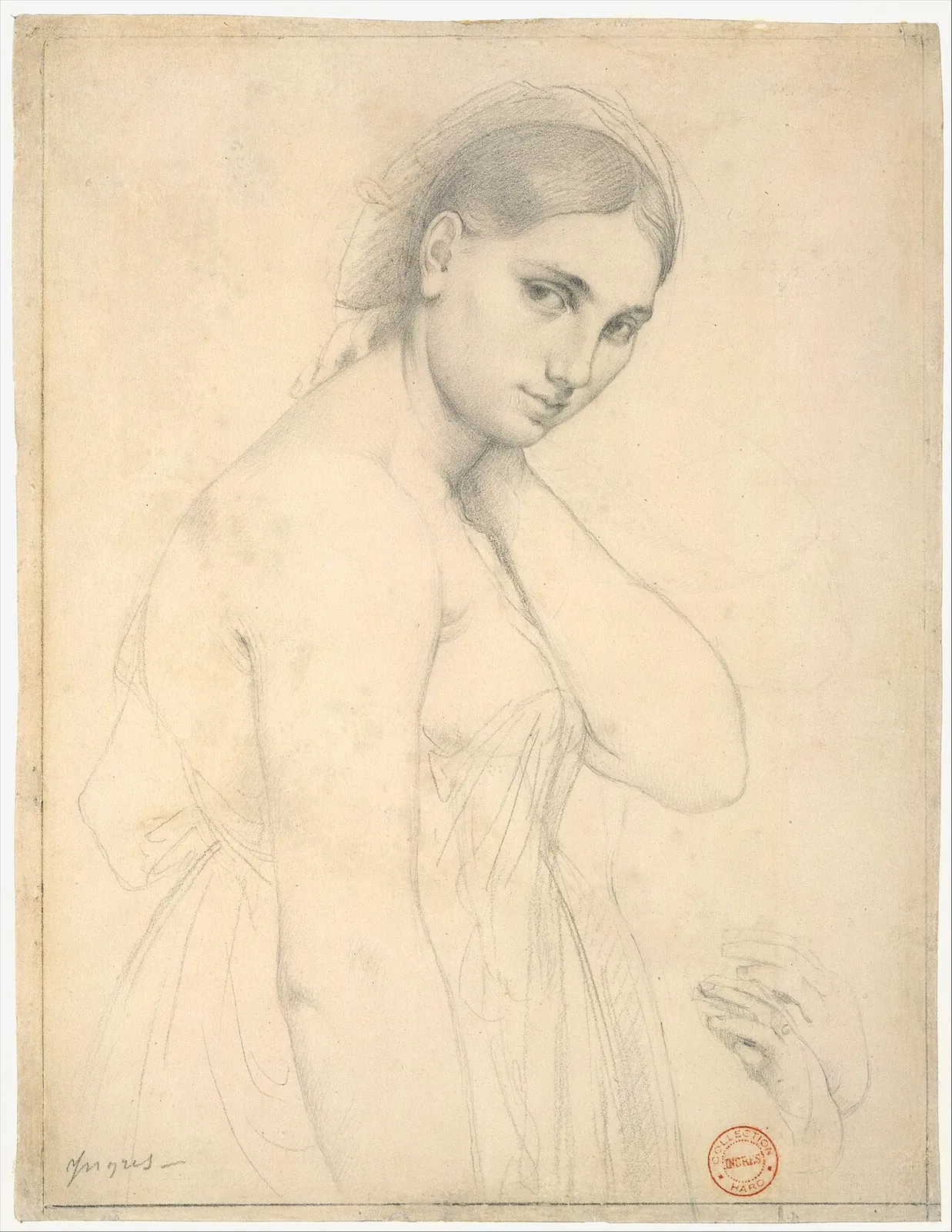 Study for "Raphael and the Fornarina"(?) by Jean Auguste Dominique Ingres