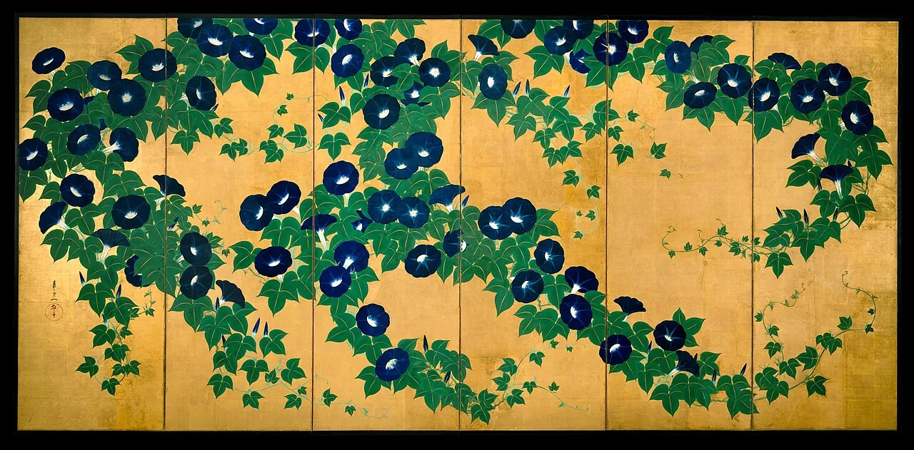 朝顔図屏風|Morning Glories by Suzuki Kiitsu