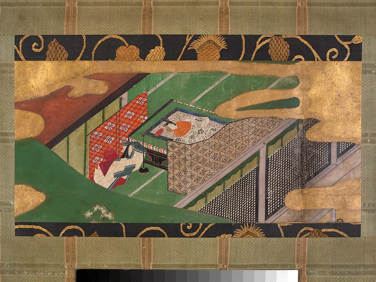 伝俵屋宗達筆 源氏物語図「宿木」 |“Trees Encoiled in Vines of Ivy” (Yadorigi) by Tawaraya Sōtatsu