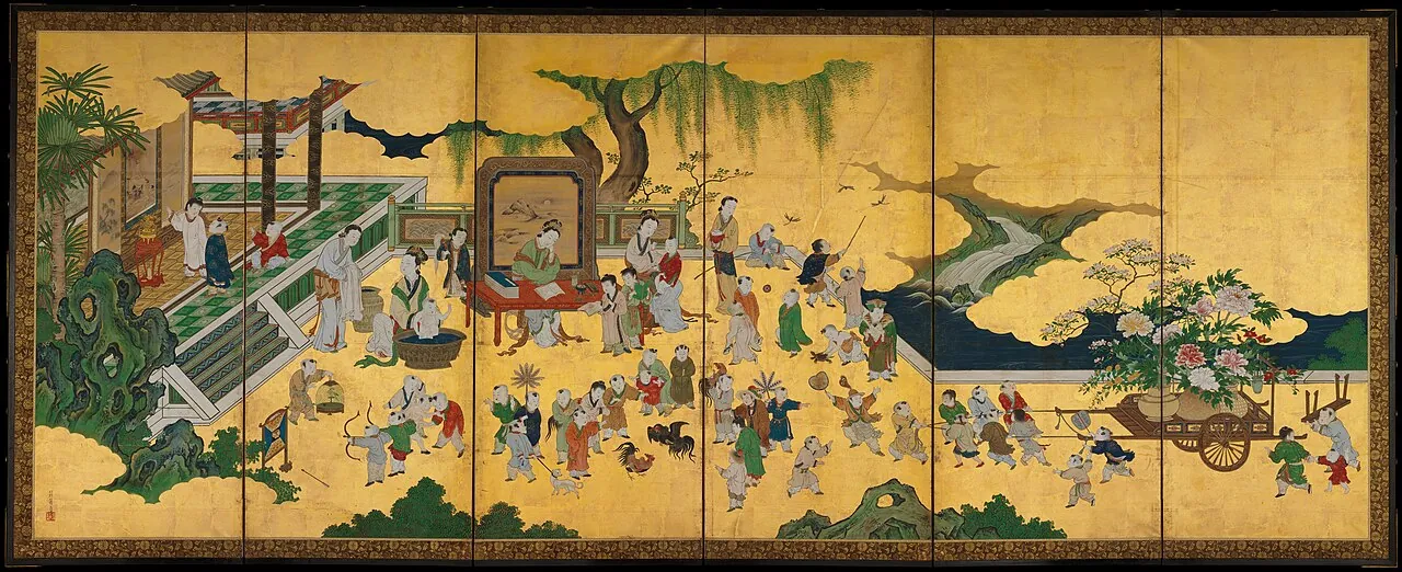 狩野永納筆　唐子遊図屏風|One Hundred Boys by Kano Einō