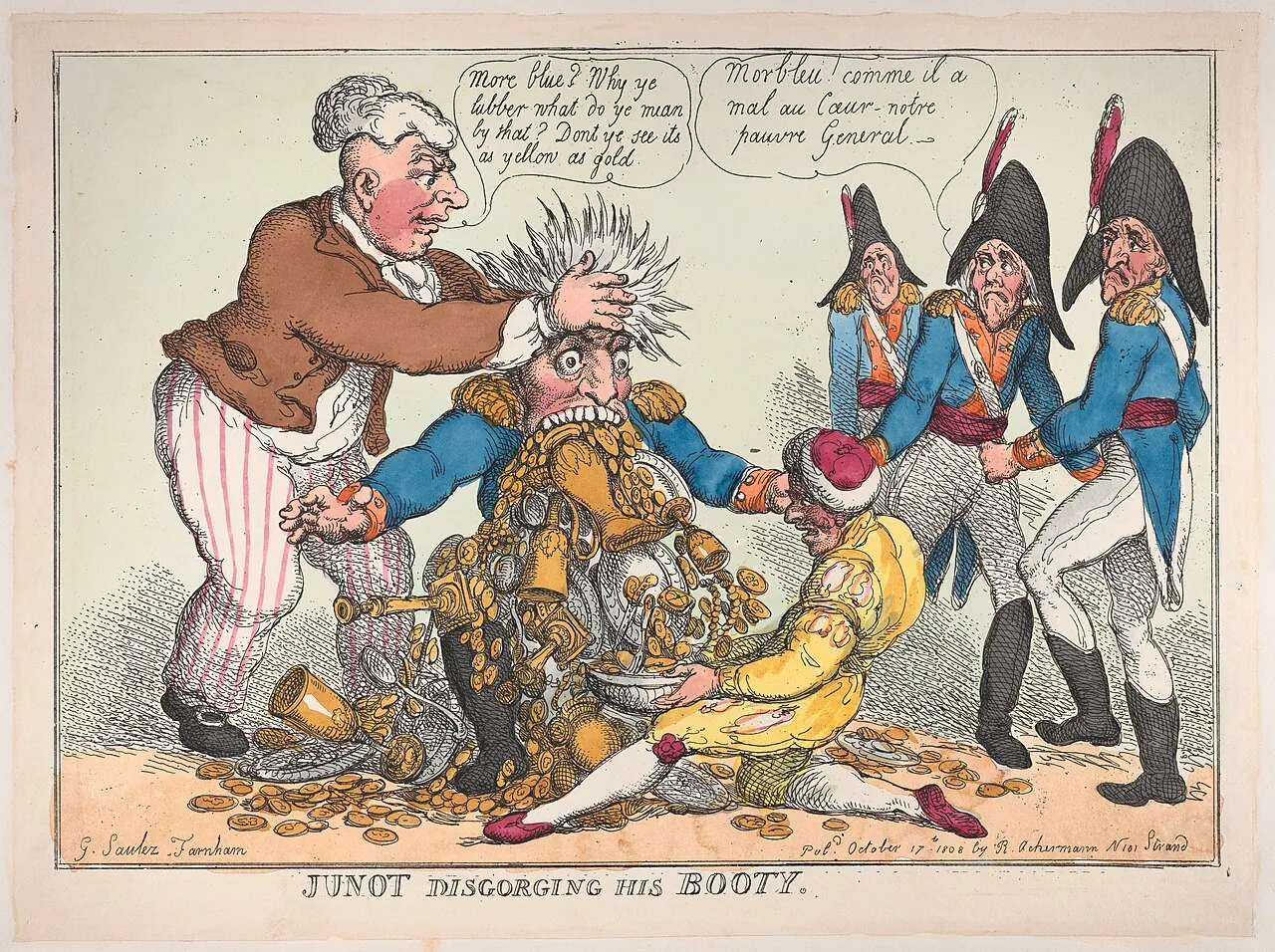 Junot Disgorging His Booty by Thomas Rowlandson